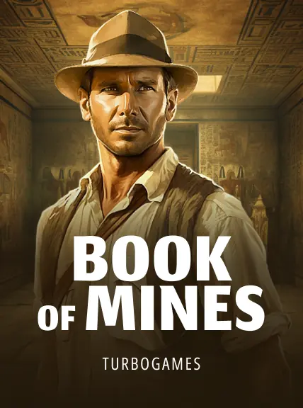 Adventurous and treasure-filled image of the 'Book of Mines' game, showcasing the excitement of exploration and the discovery of valuable resources.